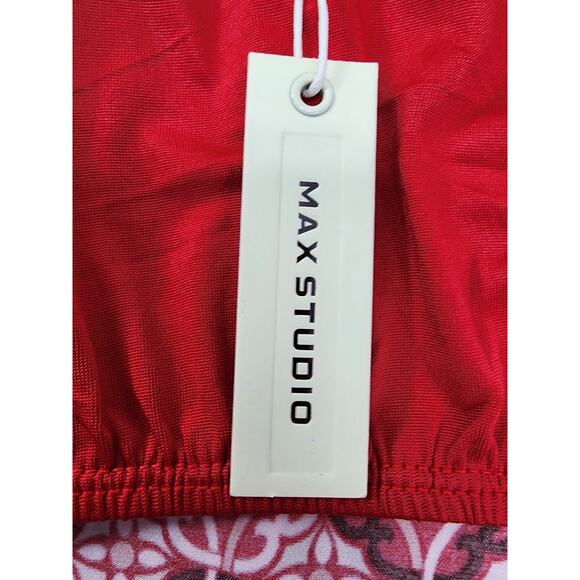 NEW Max Studio Patterned Halter Dress Size S Red Viney Dial Print Shelf Bra - Picture 5 of 12